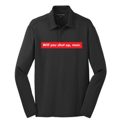 Will You Shut Up Biden And Harris 2020 Anti Trump Gift Silk Touch Performance Long Sleeve Polo