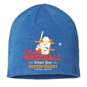 Whats Your Superpower Gift Baseball Player Gift Sustainable Beanie