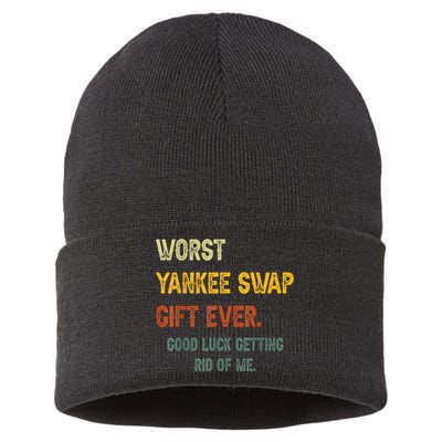 Worst Yankee Swap Gift Ever Vintage Funny Quotes Sustainable Knit Beanie