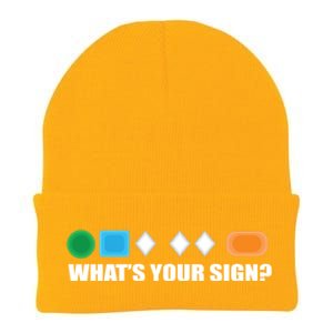 What's Your Sign Skiing Difficulty Ski Skier Gift Knit Cap Winter Beanie