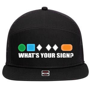 What's Your Sign Skiing Difficulty Ski Skier Gift 7 Panel Mesh Trucker Snapback Hat