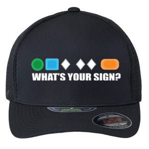 What's Your Sign Skiing Difficulty Ski Skier Gift Flexfit Unipanel Trucker Cap