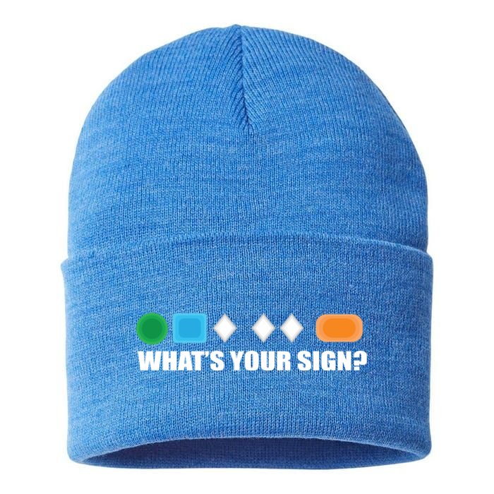 What's Your Sign Skiing Difficulty Ski Skier Gift Sustainable Knit Beanie