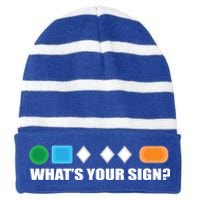 What's Your Sign Skiing Difficulty Ski Skier Gift Striped Beanie with Solid Band