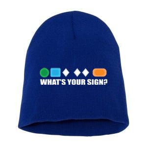 What's Your Sign Skiing Difficulty Ski Skier Gift Short Acrylic Beanie