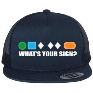 What's Your Sign Skiing Difficulty Ski Skier Gift Flat Bill Trucker Hat