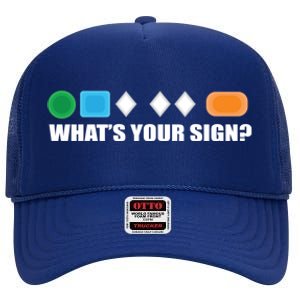 What's Your Sign Skiing Difficulty Ski Skier Gift High Crown Mesh Back Trucker Hat