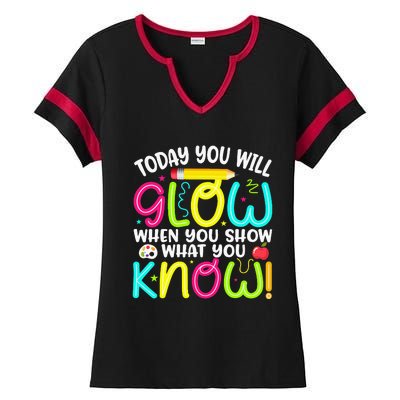 What You Show Rock The Testing Day Exam Teachers Ladies Halftime Notch Neck Tee