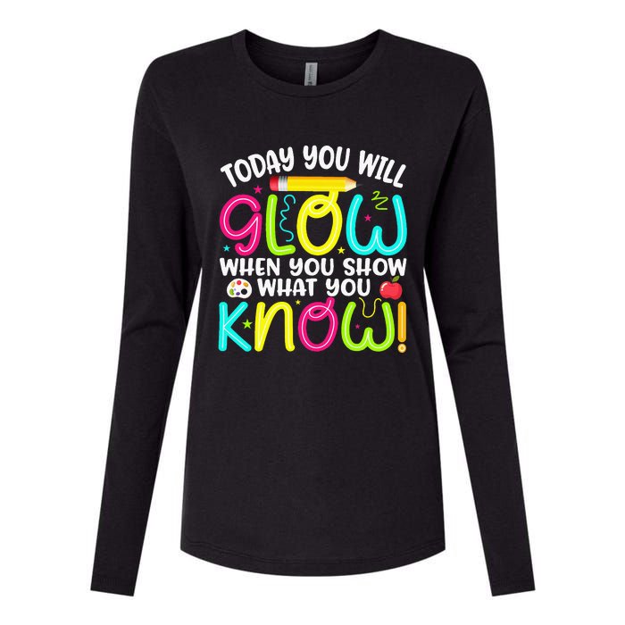 What You Show Rock The Testing Day Exam Teachers Womens Cotton Relaxed Long Sleeve T-Shirt