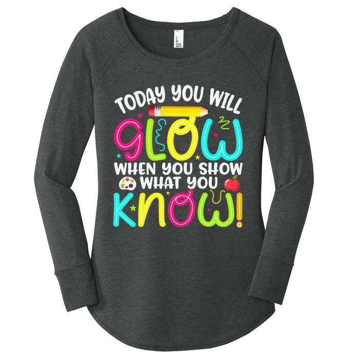 What You Show Rock The Testing Day Exam Teachers Women's Perfect Tri Tunic Long Sleeve Shirt