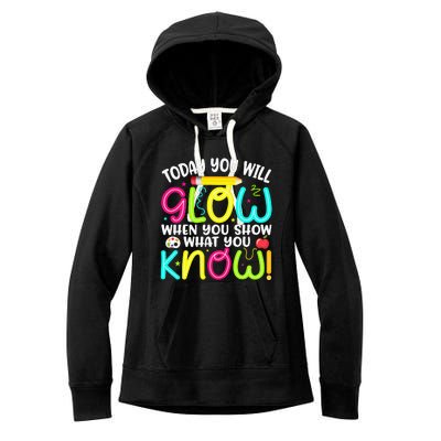 What You Show Rock The Testing Day Exam Teachers Women's Fleece Hoodie