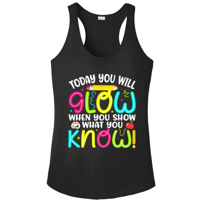 What You Show Rock The Testing Day Exam Teachers Ladies PosiCharge Competitor Racerback Tank