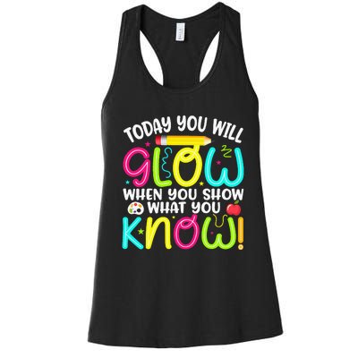 What You Show Rock The Testing Day Exam Teachers Women's Racerback Tank