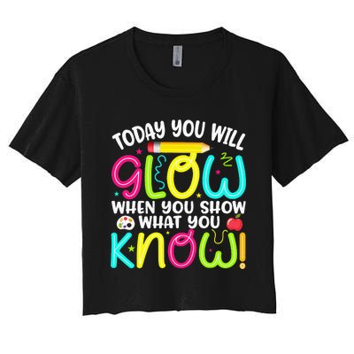 What You Show Rock The Testing Day Exam Teachers Women's Crop Top Tee