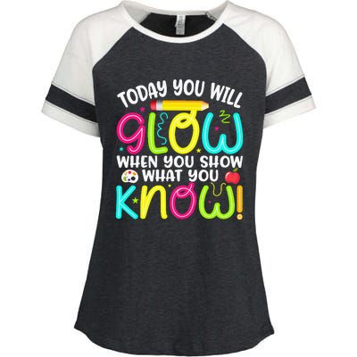 What You Show Rock The Testing Day Exam Teachers Enza Ladies Jersey Colorblock Tee