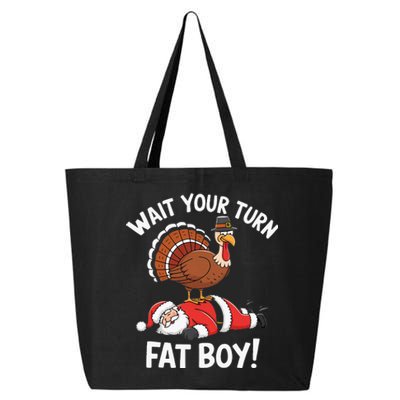 Wait Your Turn Fat Boy Funny Santa Turkey 25L Jumbo Tote