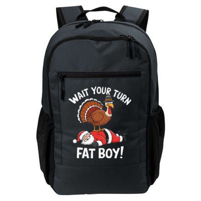 Wait Your Turn Fat Boy Funny Santa Turkey Daily Commute Backpack