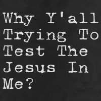 Why Y'all Trying To Test The Jesus In Me Funny Faith 7 Panel Mesh Trucker Snapback Hat
