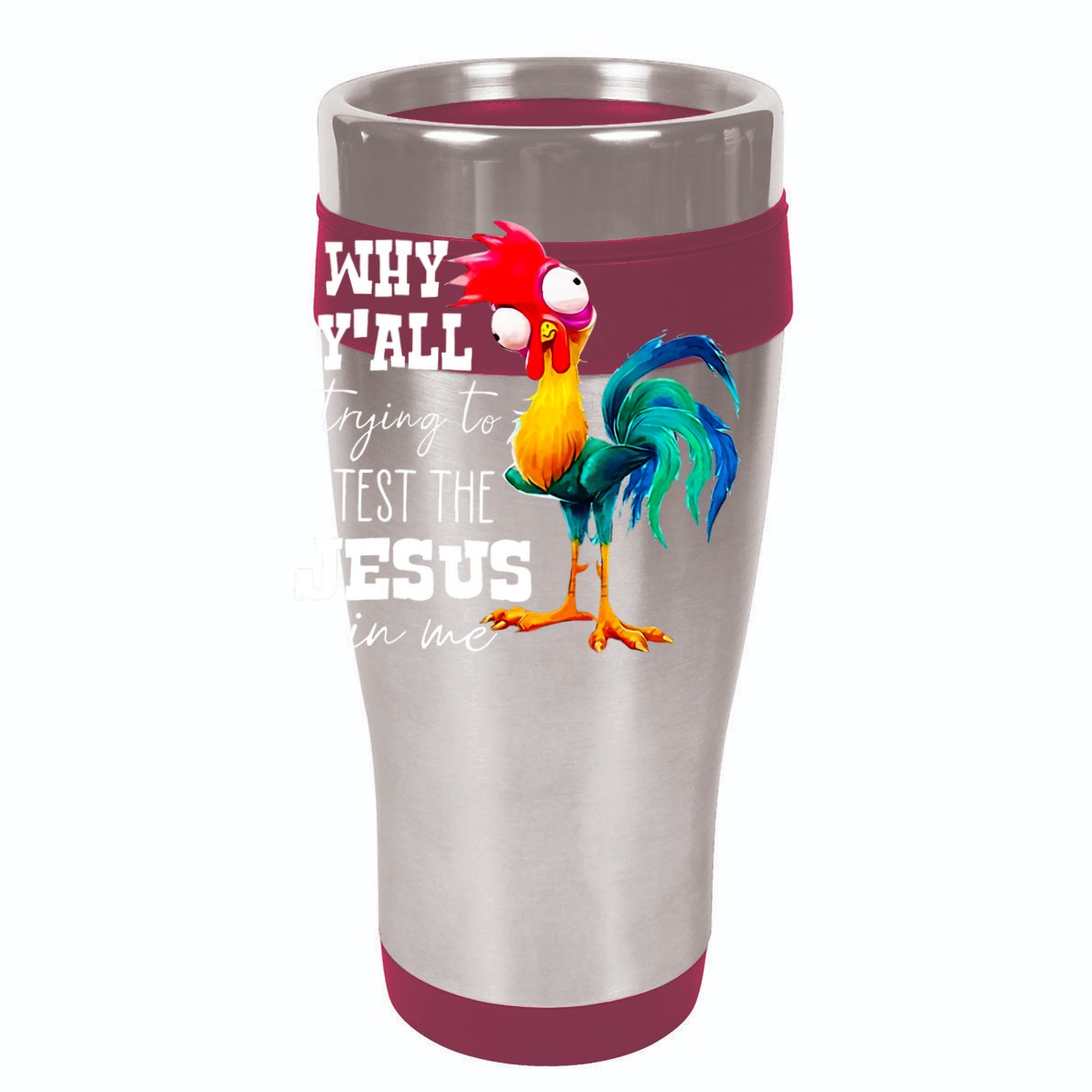 Why Yall Trying To Test The Jesus In Me Funny Rooster Cooling Performance Crew T-Shirt