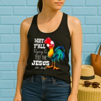 Why Yall Trying To Test The Jesus In Me Funny Rooster Womens Tank Top