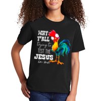 Why Yall Trying To Test The Jesus In Me Funny Rooster Kids T-Shirt