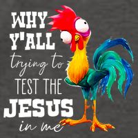 Why Yall Trying To Test The Jesus In Me Funny Rooster Vector Backpack