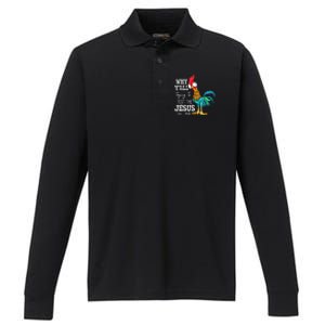 Why Y'all Trying To Test The Jesus In Me Funny Chicken Performance Long Sleeve Polo