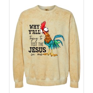 Why YAll Trying To Test The Jesus In Me Chicken Colorblast Crewneck Sweatshirt