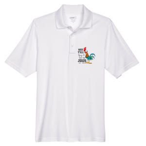 Why YAll Trying To Test The Jesus In Me Chicken Men's Origin Performance Pique Polo