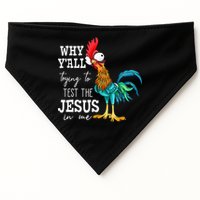 Why Y'all Trying To Test The Jesus In Me Funny Chicken USA-Made Doggie Bandana