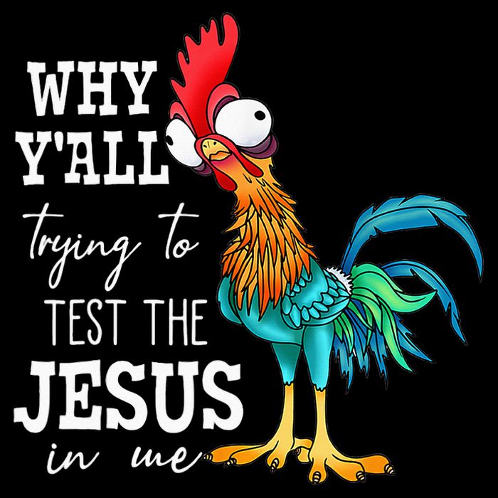 Why Y'all Trying To Test The Jesus In Me Funny Chicken Drawstring Bag