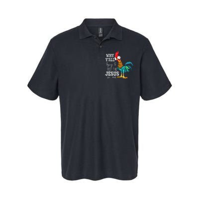 Why Y'all Trying To Test The Jesus In Me Funny Chicken Softstyle Adult Sport Polo