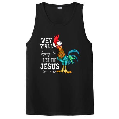 Why Y'all Trying To Test The Jesus In Me Funny Chicken PosiCharge Competitor Tank