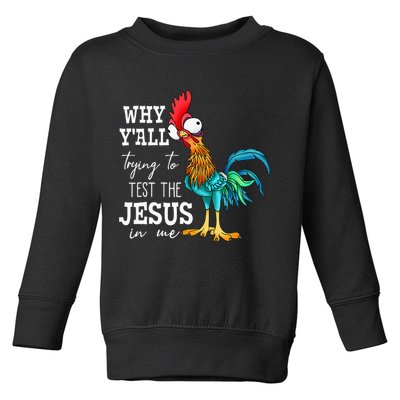 Why Y'all Trying To Test The Jesus In Me Funny Chicken Toddler Sweatshirt