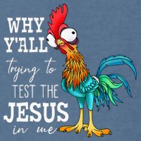 Why Y'all Trying To Test The Jesus In Me Funny Chicken Garment-Dyed Sweatshirt