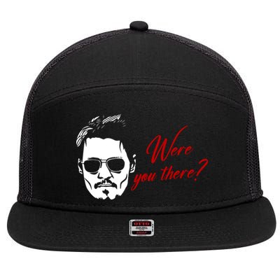 Were You There Johnny Depp Funny 7 Panel Mesh Trucker Snapback Hat