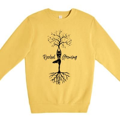 Womens Yoga Tree Of Life With Sayings Vriksasana Hatha Pose Premium Crewneck Sweatshirt