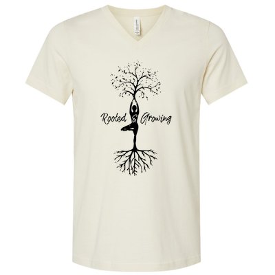 Womens Yoga Tree Of Life With Sayings Vriksasana Hatha Pose V-Neck T-Shirt