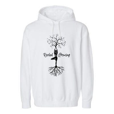 Womens Yoga Tree Of Life With Sayings Vriksasana Hatha Pose Garment-Dyed Fleece Hoodie