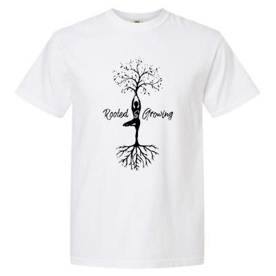 Womens Yoga Tree Of Life With Sayings Vriksasana Hatha Pose Garment-Dyed Heavyweight T-Shirt