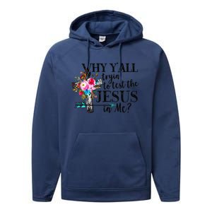 Why Yall Trying To Test The Jesus In Me Flower Performance Fleece Hoodie