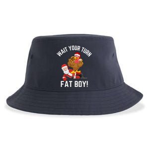 Wait Your Turn Fat Boy Funny Thanksgiving Turkey Santa Sustainable Bucket Hat