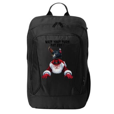 Wait Your Turn Fat Boy Funny Turkey Santa Thanksgiving . City Backpack