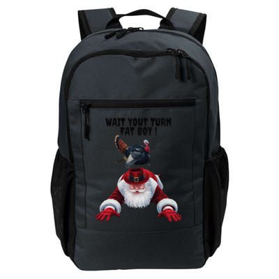 Wait Your Turn Fat Boy Funny Turkey Santa Thanksgiving . Daily Commute Backpack