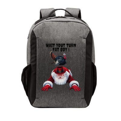 Wait Your Turn Fat Boy Funny Turkey Santa Thanksgiving . Vector Backpack