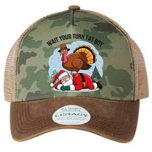 Wait Your Turn Fat Boy Funny Turkey Santa Thanksgiving Legacy Tie Dye Trucker Hat