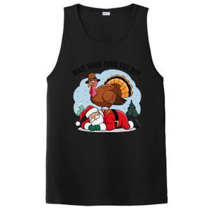 Wait Your Turn Fat Boy Funny Turkey Santa Thanksgiving PosiCharge Competitor Tank