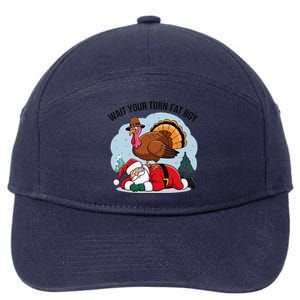 Wait Your Turn Fat Boy Funny Turkey Santa Thanksgiving 7-Panel Snapback Hat