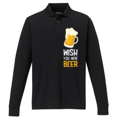 Wish You Were Beer Performance Long Sleeve Polo