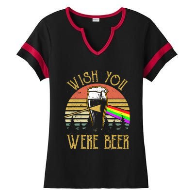 Wish You Were Beer Funny Beer Quote Beer Meme Sunset Ladies Halftime Notch Neck Tee